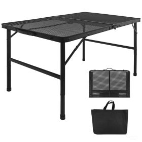Camping Table 3-Foot with Mesh Desktop, Lightweight Portable Folding Grill Table for Outdoor Picnic and BBQ, Black