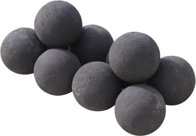 Hollow Ceramic Fire Balls, Set of 10 Fireplace Balls, Modern Accessory for Indoor/Outdoor Fire Pits or Fire Tables, Brushed Concrete Look