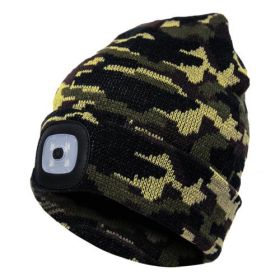 LED Knit Hat Button Cell Type Knitted Hat With Light Glowing (style: B, Color: Camouflage green)