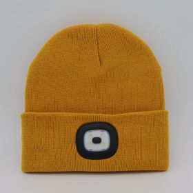LED Knit Hat Button Cell Type Knitted Hat With Light Glowing (style: C, Color: Yellow)