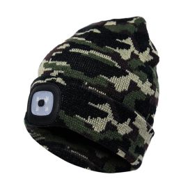 LED Knit Hat Button Cell Type Knitted Hat With Light Glowing (style: C, Color: Camouflage)