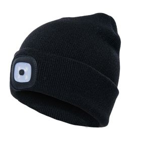 LED Knit Hat Button Cell Type Knitted Hat With Light Glowing (style: C, Color: Black)