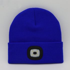 LED Knit Hat Button Cell Type Knitted Hat With Light Glowing (style: B, Color: Sapphire)
