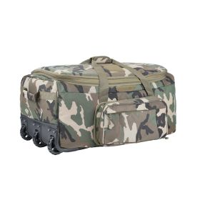 124L Tactical Wheeled Deployment Bag, Large Military Rolling Duffel Bag with Smooth Wheels, Reinforced Handles and Heavy-Duty Gear Storage for Travel (Color: Woodland)