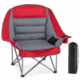 Oversized Heavy Duty Camping Chair, 500 lbs Capacity, Foldable Outdoor Seat with Cup Holder & Side Pockets, Portable Lawn Seat for Outdoor Activi (Pack Size: 1 Pack)
