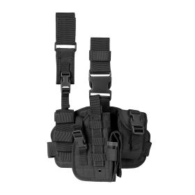 Tactical Drop Leg Holster for Right or Left Hand, Adjustable Thigh Holster with Utility Pouches and Secure Retention Straps (direction: Left, Color: Black)