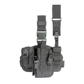 Tactical Drop Leg Holster for Right or Left Hand, Adjustable Thigh Holster with Utility Pouches and Secure Retention Straps (direction: Right, Color: Grey)