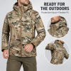 Men's Hooded Outdoor Jacket, Full Zip Tactical Style Jacket with Multiple Zipper Pockets and Adjustable Cuffs for Hiking, Camping and Travel, Sâ€“XXXL