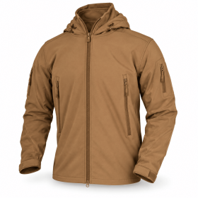 Men's Hooded Outdoor Jacket, Full Zip Tactical Style Jacket with Multiple Zipper Pockets and Adjustable Cuffs for Hiking, Camping and Travel, Sâ€“XXXL (Color: Coyote, size: XL)