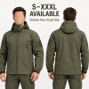 Men's Hooded Outdoor Jacket, Full Zip Tactical Style Jacket with Multiple Zipper Pockets and Adjustable Cuffs for Hiking, Camping and Travel, Sâ€“XXXL