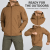 Men's Hooded Outdoor Jacket, Full Zip Tactical Style Jacket with Multiple Zipper Pockets and Adjustable Cuffs for Hiking, Camping and Travel, Sâ€“XXXL